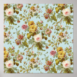 Vintage Rose Muster Poster
