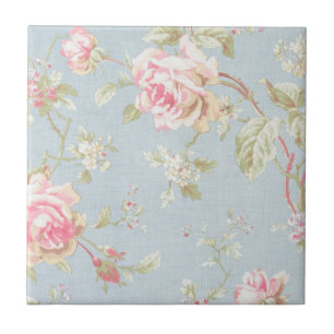 Vintage Rose Muster Shabby Chic-Stil blau Fliese