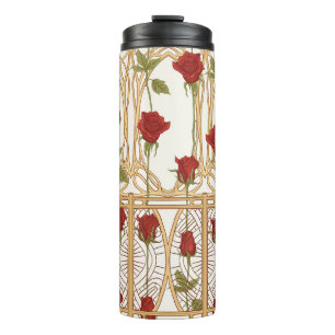 Vintage Rose - nahtloses Muster, Kunstgeschichte Thermosbecher