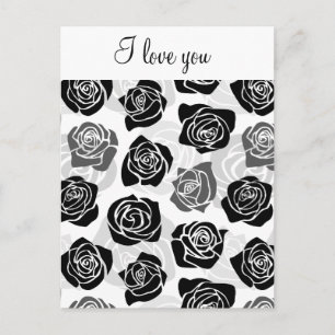 Vintage rose noire et blanche 'I love you' Carte p