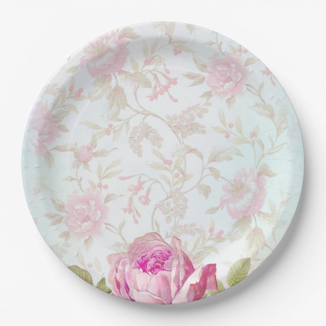 Vintage Rose Pappteller (Vorderseite)