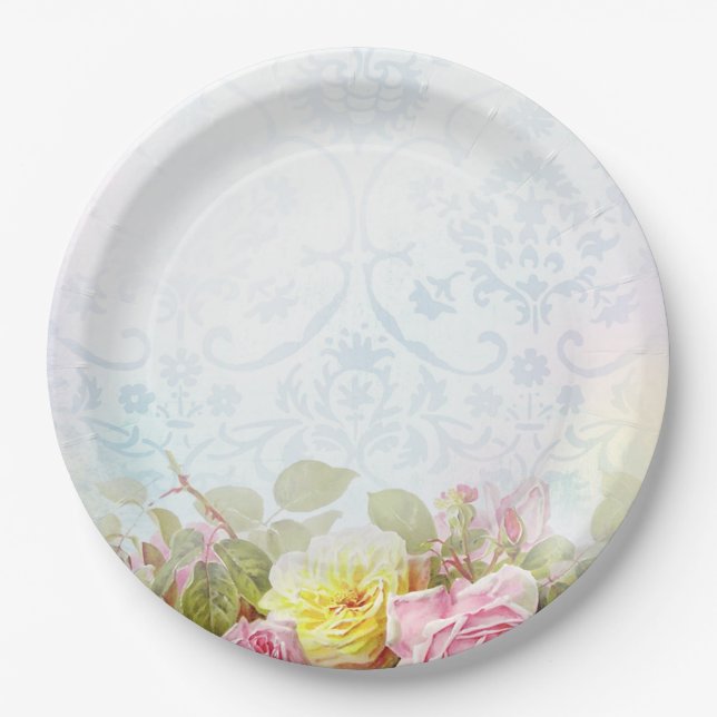 Vintage Rose Pappteller (Vorderseite)