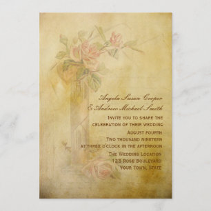 Vintage Rose Parchment Hochzeit Einladung