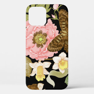 Vintage Rose Peonys: Schwarzes Blumenmuster Case-Mate iPhone Hülle