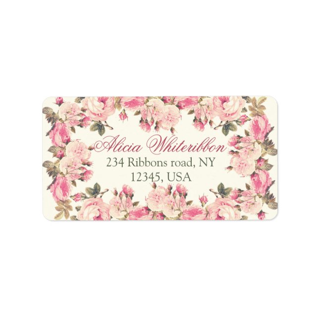 Vintage Rose personalisierte Adressetiketten (Vorne)