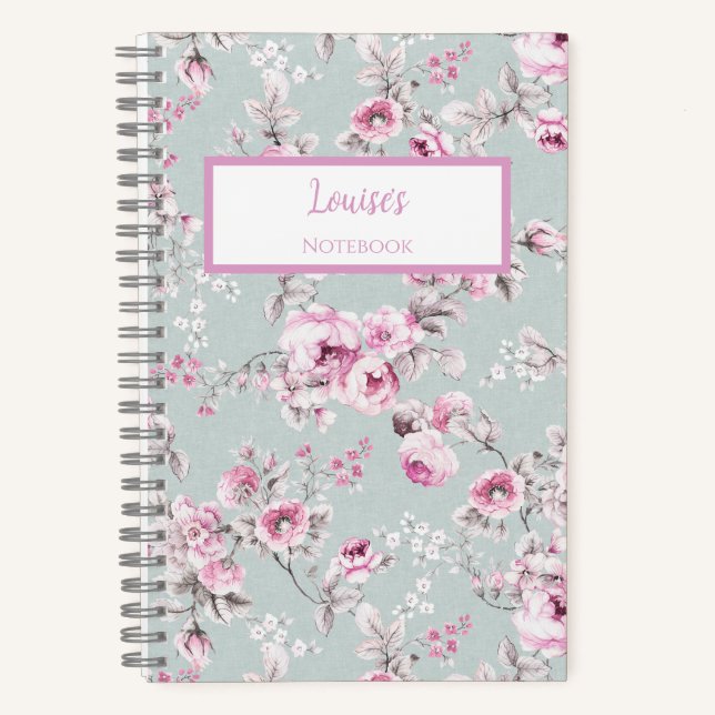 Vintage Rose Pink Personalized Journal Notebook Notizbuch (Vorderseite)