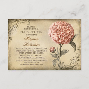 vintage rose poony rustique nuptiale invitation