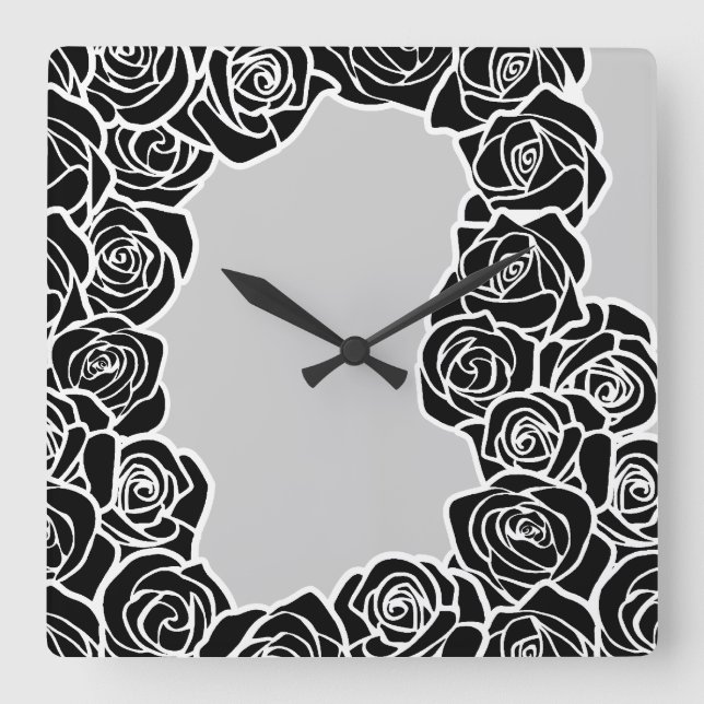 Vintage Rose Quadratische Wanduhr (Vorderseite)
