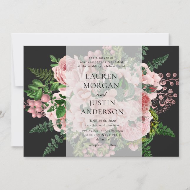 Vintage Rose Romantische Hochzeitseinladung Einladung (Vorderseite)