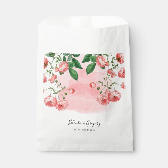 Vintage Rose Rosa Botanische Hochzeit Geschenktütchen (Vorderseite)