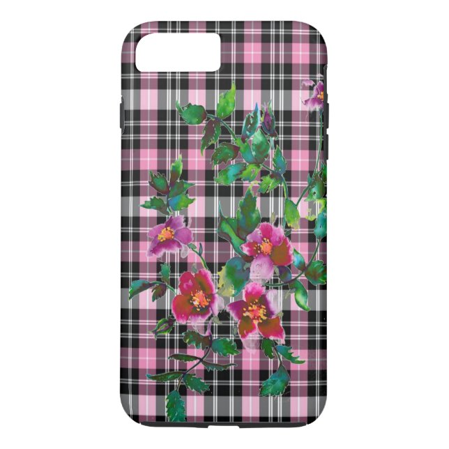 Vintage Rose - rosa kariert Case-Mate iPhone Hülle (Rückseite)