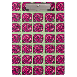 Vintage Rose Rosa und grüne Blumenmuster Klemmbrett