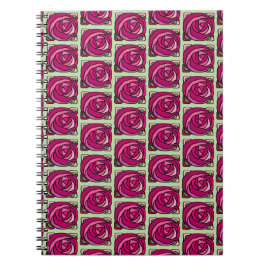 Vintage Rose Rosa und grüne Blumenmuster Notizblock