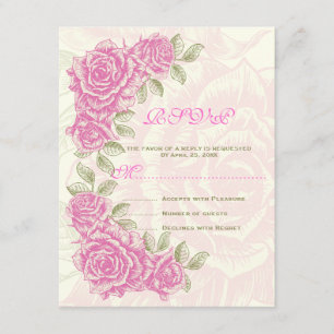 Vintage rose roses mariage carte de réponse RSVP