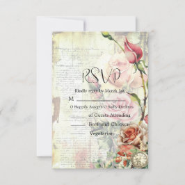 Vintage Rose RSVP Karte