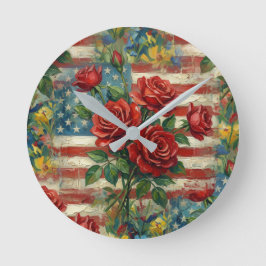 Vintage-Rose  Runde Wanduhr