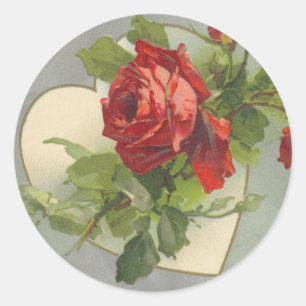 Vintage Rose Runder Aufkleber