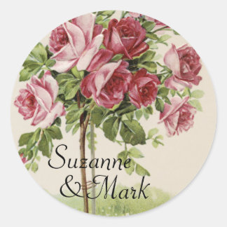 Vintage Rose Runder Aufkleber