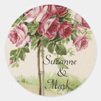 Vintage Rose Runder Aufkleber