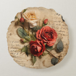 Vintage Rose Rundes Kissen