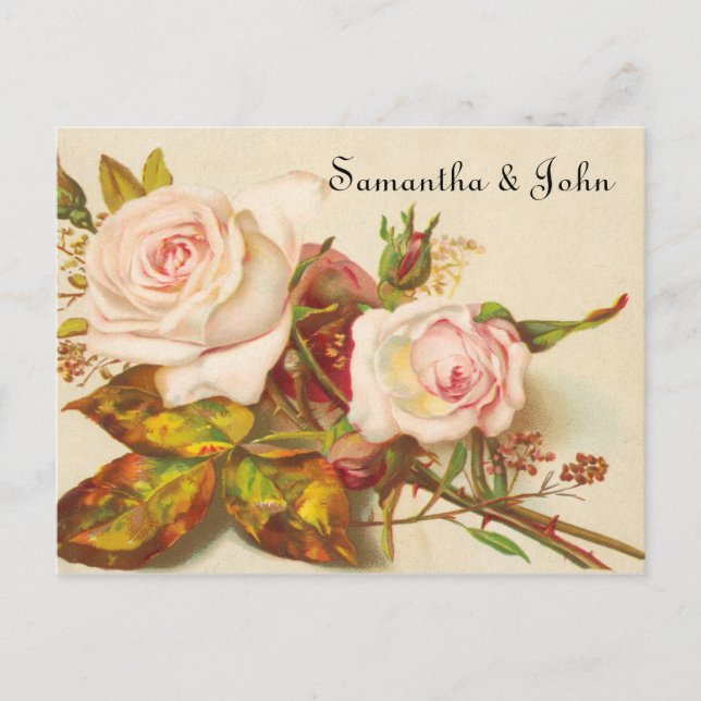 Vintage Rose Save the Date Ankündigungspostkarte (Vorderseite)