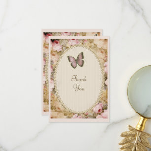 Vintage Rose Schmetterling, Musiknote Danke