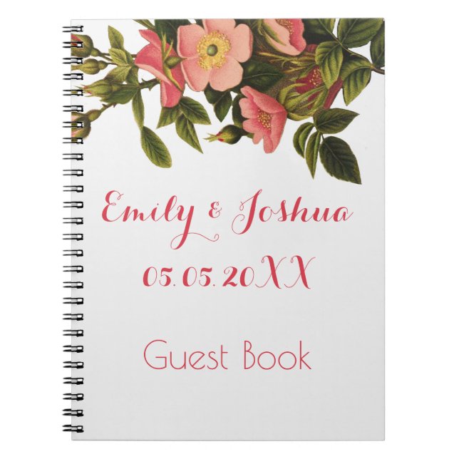 Vintage Rose Schöne rosa botanische Notizblock (Vorderseite)