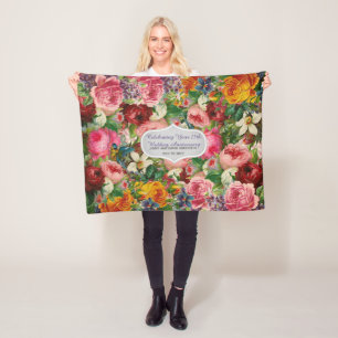 Vintage Rose schwarz Personalisiert - EDIT-TEXT Fleecedecke