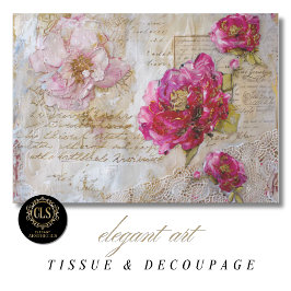 Vintage Rose Script Decoupage Gift Tissue Paper Seidenpapier