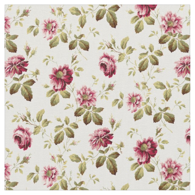 Vintage Rose-Sprays mit Foliage-Muster Stoff (Nahaufnahme)