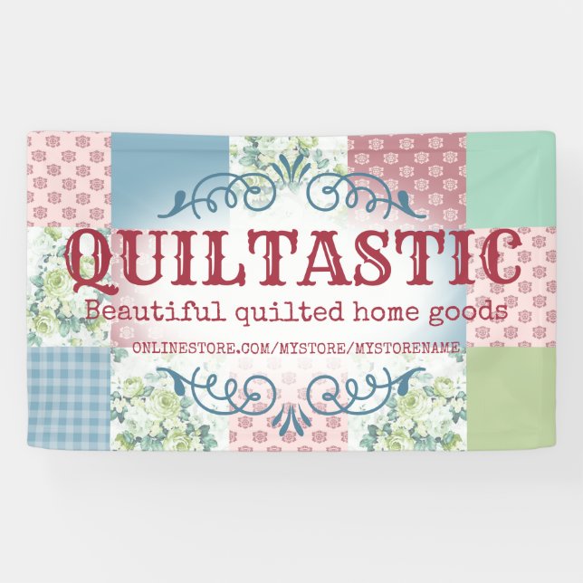 Vintage Rose-Steppdecke Banner (Horizontal)