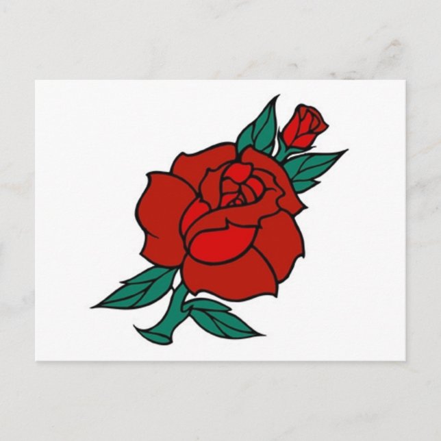 Vintage Rose Tattoo Postkarte (Vorderseite)