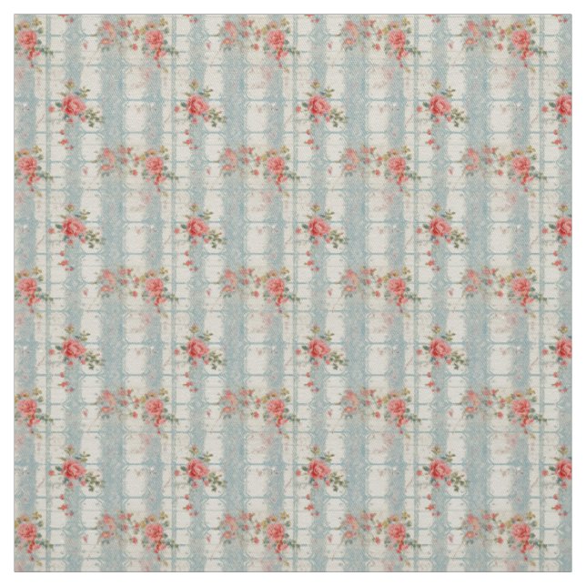 Vintage Rose und Blue Lace Charm Stoff (Muster)