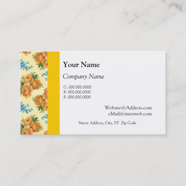 Vintage Rose und Blumenkarten Visitenkarte (Vorderseite)