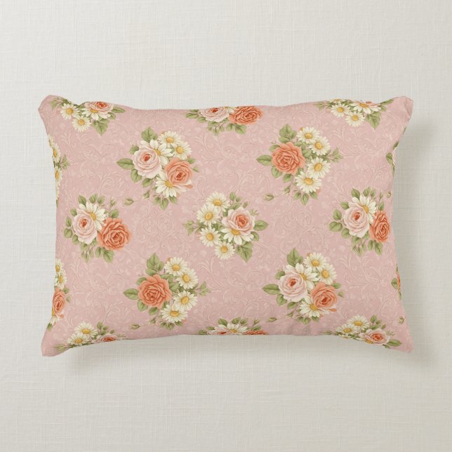 Vintage Rose und Daisy Betten Dekokissen (Vorderseite)