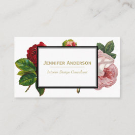Vintage Rose und Goldblume Visitenkarte