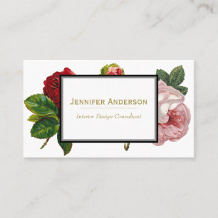 Vintage Rose und Goldblume Visitenkarte