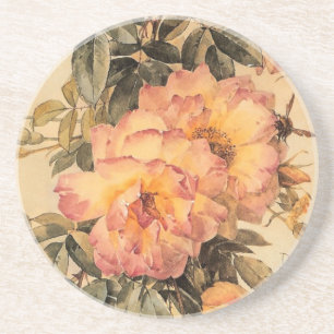 Vintage "Rose und Hummeln" Untersetzer