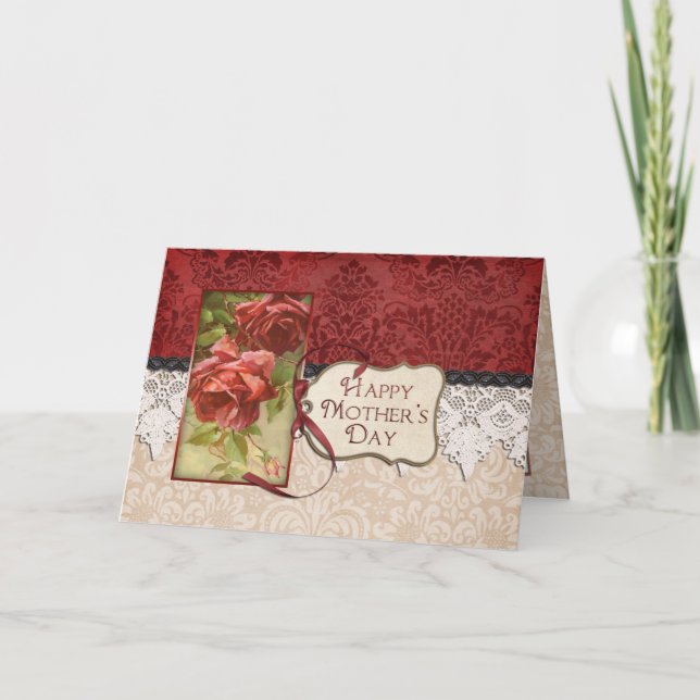 Vintage Rose und Kindertageskarte Karte (Vorderseite)
