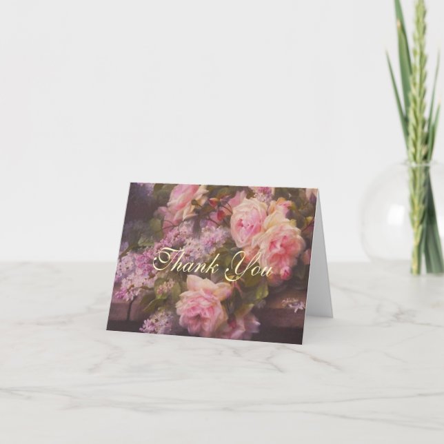 Vintage Rose und Lilacs Dankeschön Karte (Vorderseite)