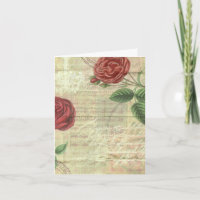 Vintage Rose und Musiknotecard