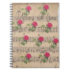 Vintage Rose und Musiktitel Notizblock