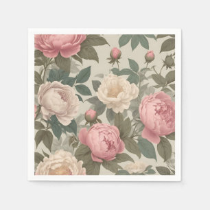 Vintage Rose und Peonys in der verschlungenen Dust Serviette