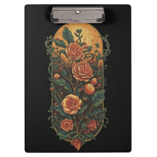Vintage Rose und Pflanze Klemmbrett