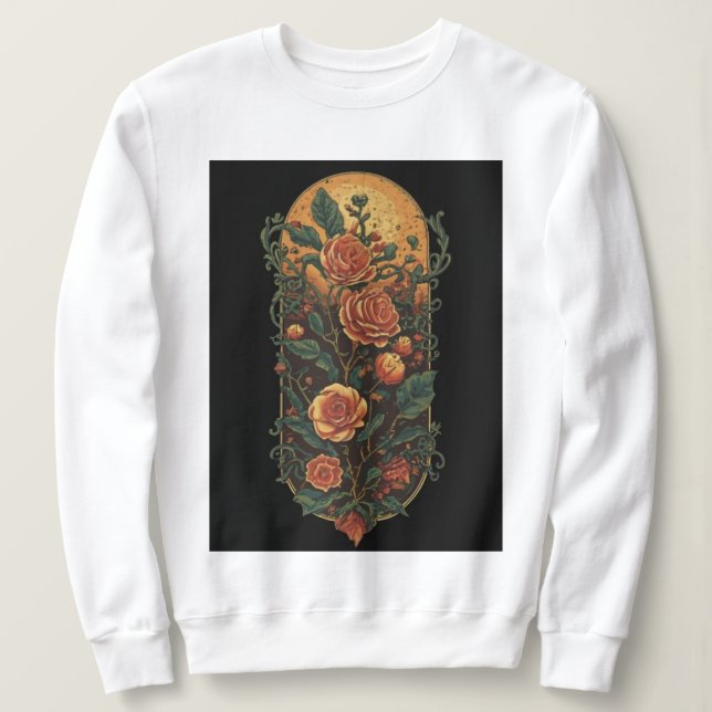 Vintage Rose und Pflanze Sweatshirt (Design vorne)