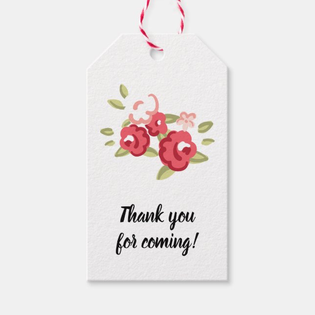 Vintage Rose und Polka-Punkte Dunkelblau Geschenkanhänger (Vorderseite)