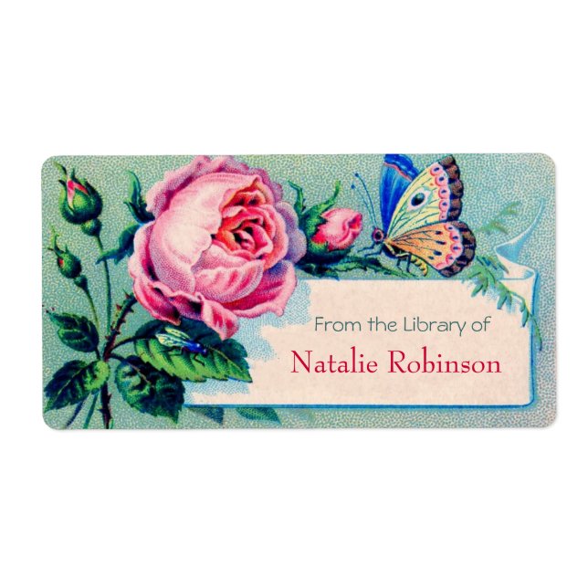 Vintage Rose und Schmetterling-Buchzeichen (Vorne)