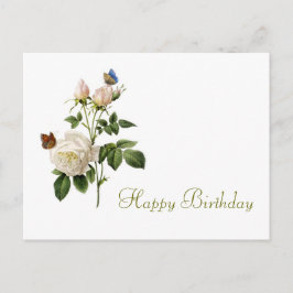 Vintage Rose und Schmetterlinge zum Geburtstag Postkarte