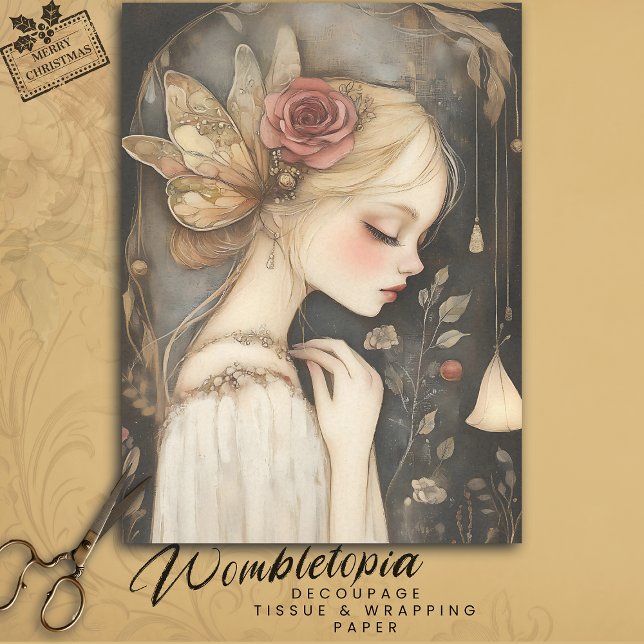Vintage Rose und Schmetterlingsflüge Decoupage Seidenpapier (Von Creator hochgeladen)