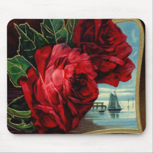 Vintage Rose und Segelboote Mousepad